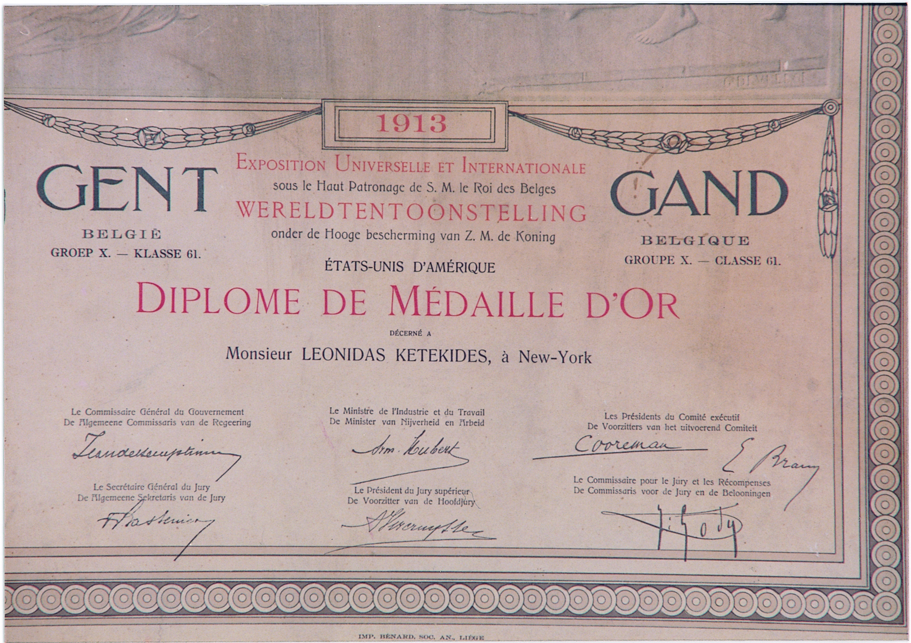 Médaille d'or Gand 1913